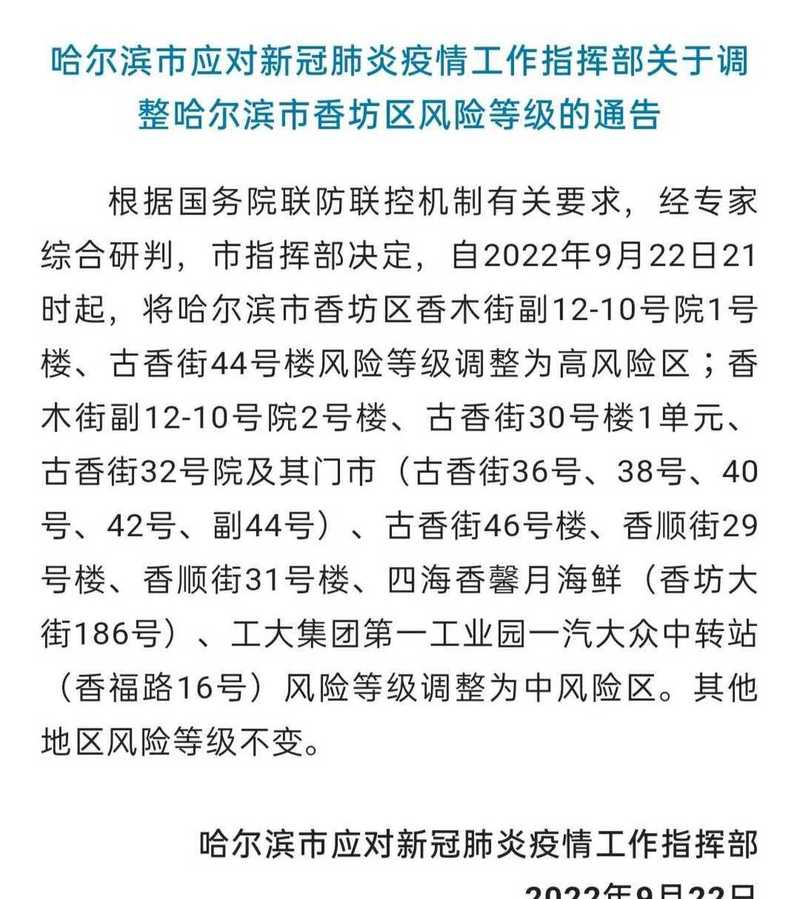 哈尔滨疫情最新报道及通告