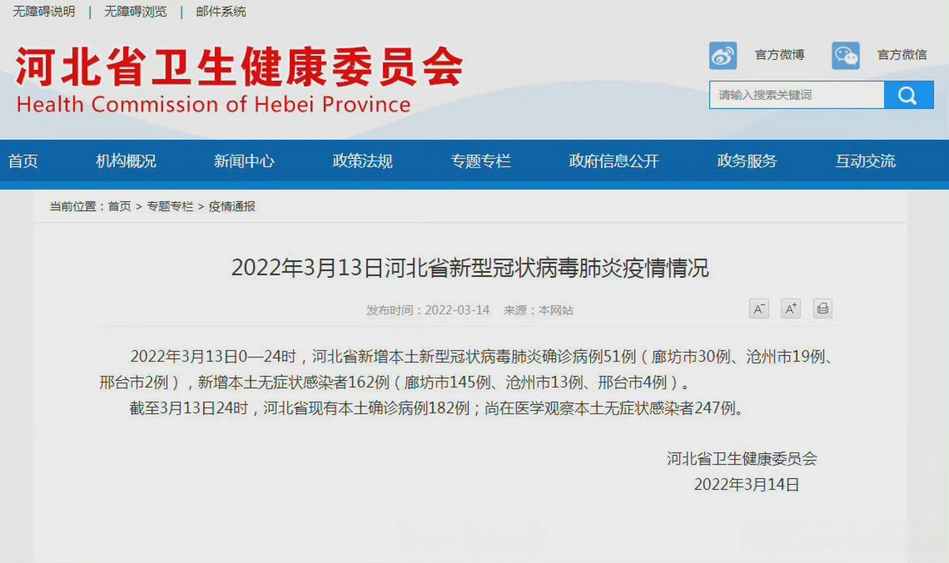 河北新增本土确诊病例数：51例或46例相关情况