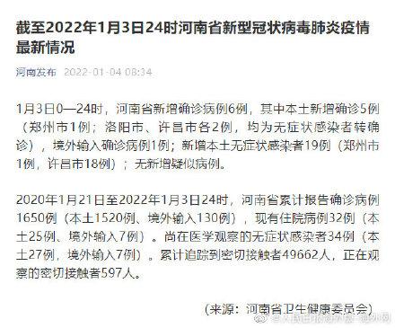 河南最新疫情数据消息和新增统计